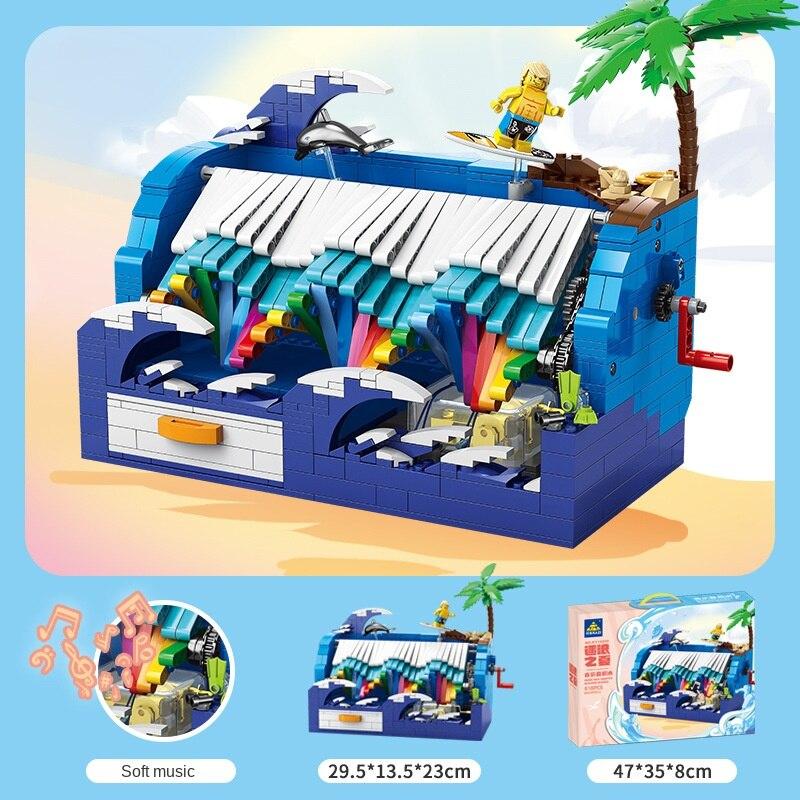 

Музыкальная шкатулка KAZI Collection Chasing The Waves Summer Yizhi, собранный строительный блок с функцией хранения, креативный подарок