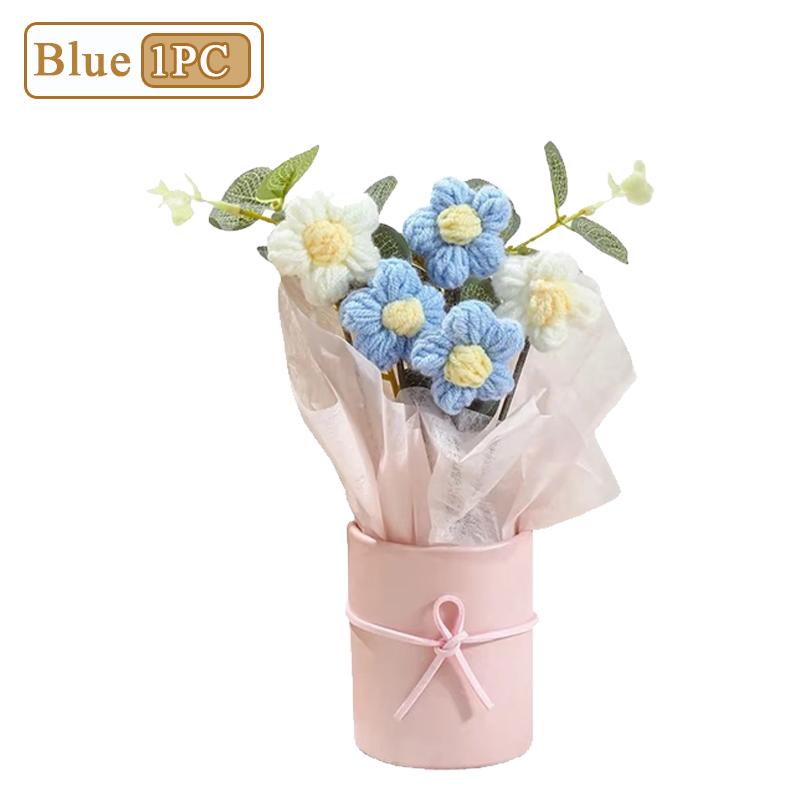 

1-10PCS New Year Knitted Flower Bouquet Gift Set Perfect for Mothers Day Valentines Birthday Anniversary Home Decor Present