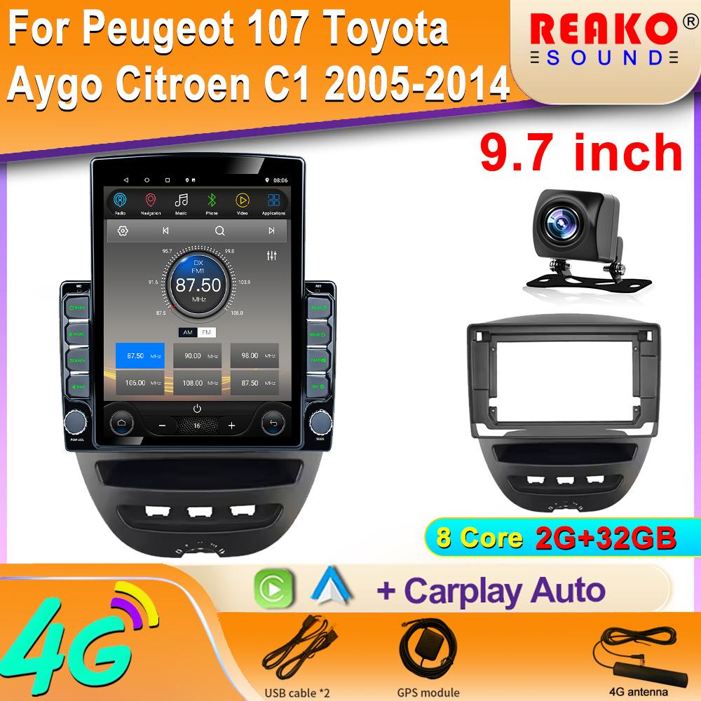 

9,7-дюймовый вертикальный экран Tesla автомобильное радио для Peugeot 107 Toyota Aygo Citroen C1 2005-2014 GPS навигация мультимедийный плеер 8 core 2GB+32GB