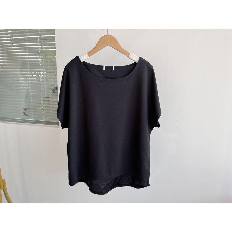 

Slight Flaw Summer Clothing New Solid Short sleeve T-shirt Korean Style Loose Slimming Comfortable and Versatile Casual Bottoming Shirt H2 Black 3L