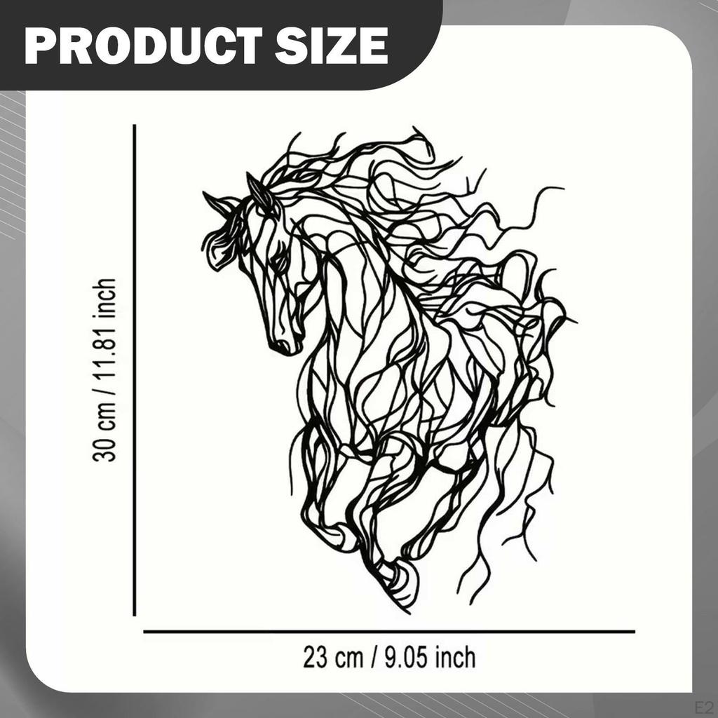 Metal Horse Wall Art Decor Animal Sculpture Accent Gift Hanging Sign for Background Living Room