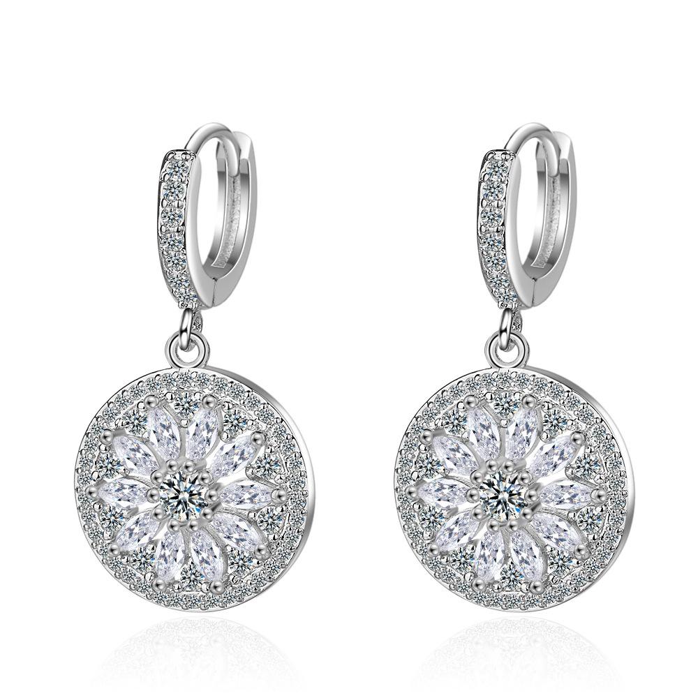 Exquisite 925 Sterling Silver Round Hollow-out Dream Catcher Zircon Earrings for Women Tassel Wedding Jewelry Gift Brincos