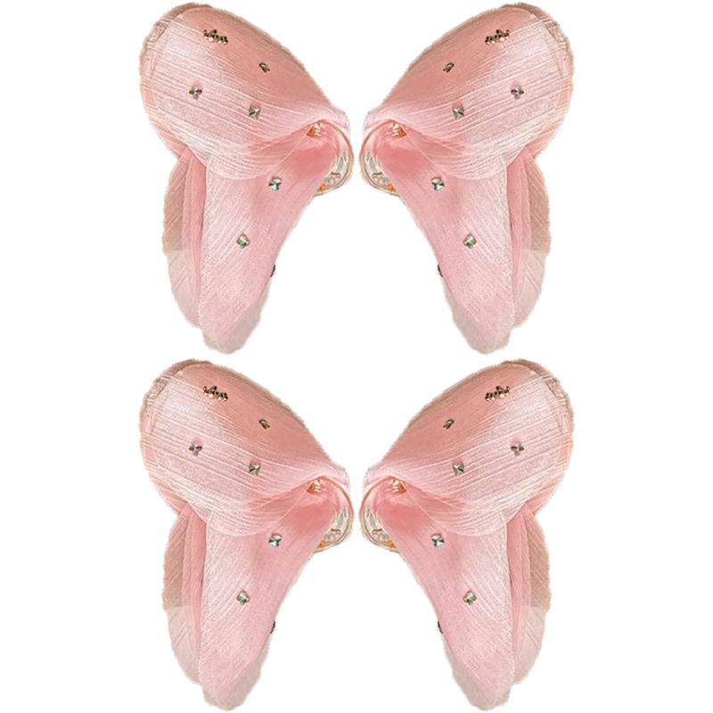 Snow Mist Butterfly Bright Tulle Butterfly Hair Clips Women's French Neck Shark Clip Hair Accessories