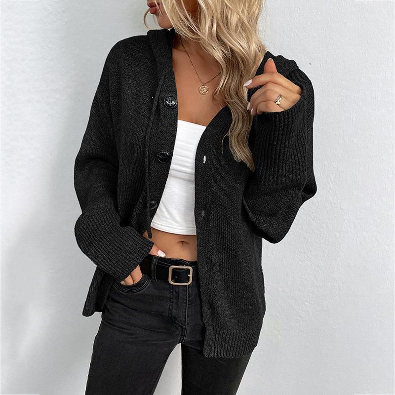 2025 Cross-Border E-commerce Long Sleeve Knit Hoodie Cardigan Sweater