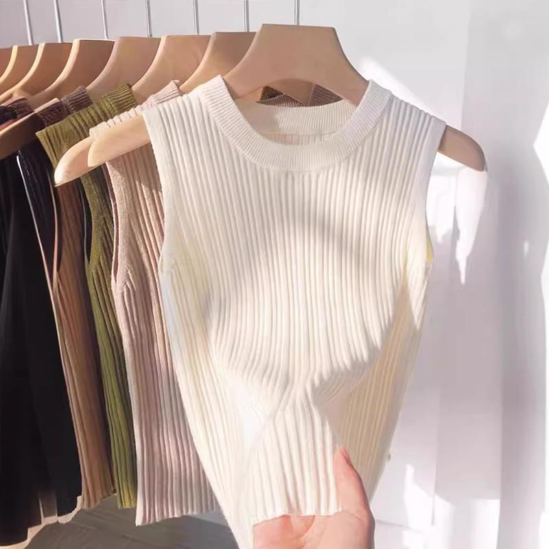 

Безрукавка трикотажная женская универсальная майка Ice Silk Thin Lazy White I-образной формы XL бежевый