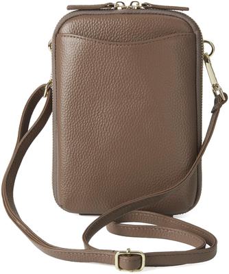 Svclo Women's Smartphone Pouch, Genuine Leather, Mocha Leather, Easy Access To Large Sizes