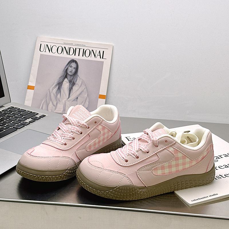 

- Summer new shoes plaid multi-color casual shoes niche board shoes versatile women s shoes 40 розовый