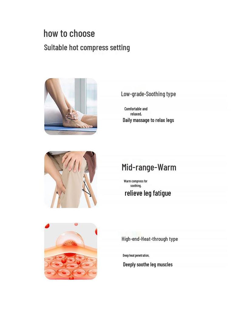 Cross-Border Electric Leg & Calf Massager with Heated Air Pressure Kneading Pads