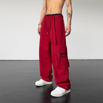 Men Cargo Pants with Big Pocket Hip Hop Style High Street Wide