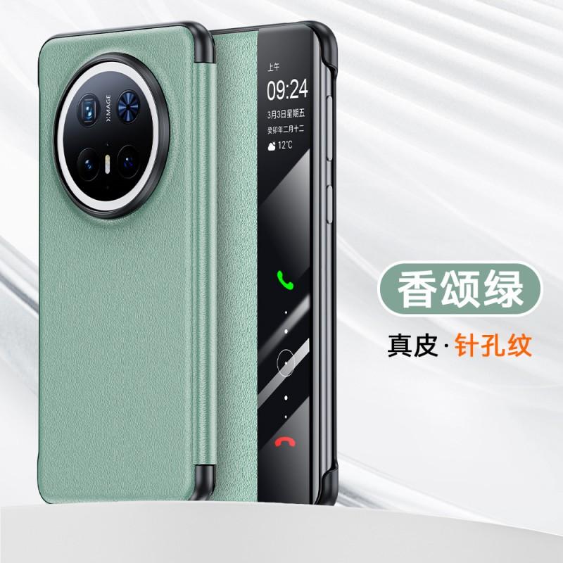 Ultra-Thin Genuine Leather Flip Case Mate 70 Pro With Smart View Window Shockproof Protection
