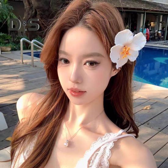 Women Hair Clip Vibrant Color Imitation Flower Decor Beach Vacation Hair Pin Party Wear Hair Accessory