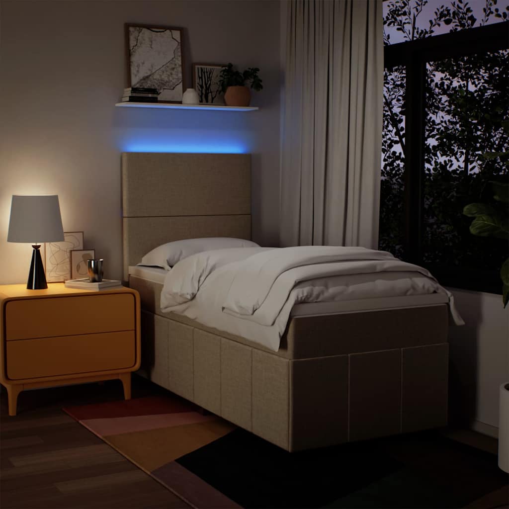 Vidaxl Continental Bed With Mattress, Cream, Fabric, 80X200 Cm