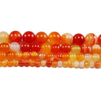 4/6/8/10/12mm Natürlicher Orangefarbener Gebänderter Achat Naturstein Runde Perlen Zur Schmuckherstellung DIY Armband Halskette Ohrring 1 Strang/Los