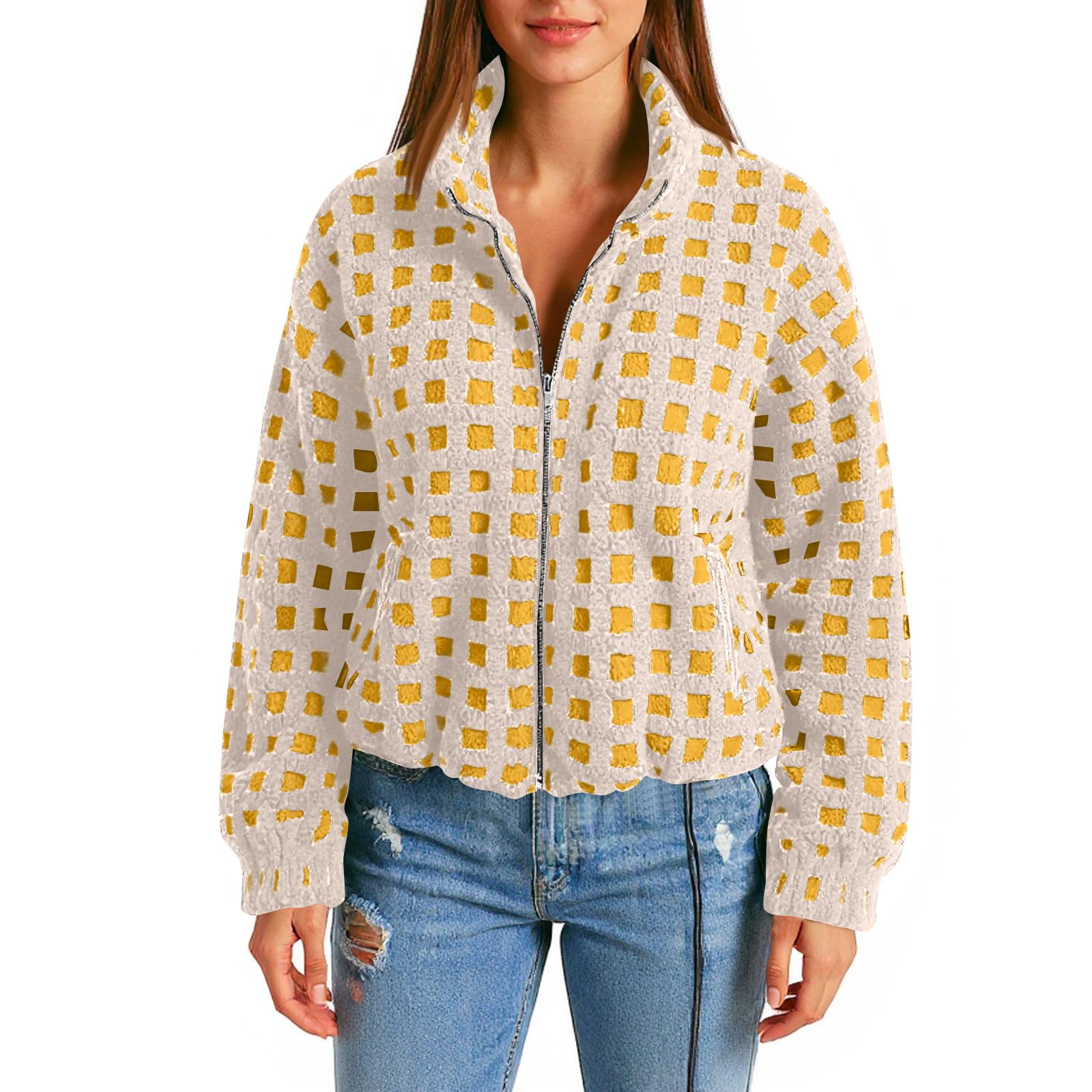 

Женский осенне-зимний кардиган из овечьей шерсти с капюшоном на молнии из флиса повседневное пальто XL белый