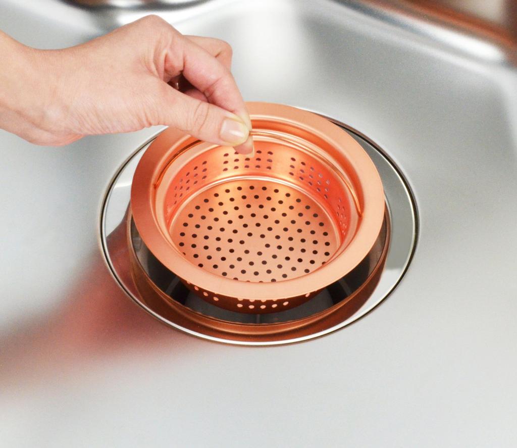 Gaona Korekamo Copper Sink Trash Basket for Drains Prevents Slime and (Anti-bacterial, Odors, Hygienic) GA-PB012