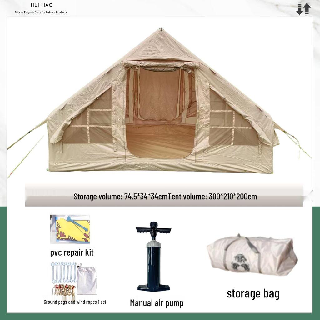 Windproof PVC Inflatable Tent for 3-4 People with Thickened Air Columns