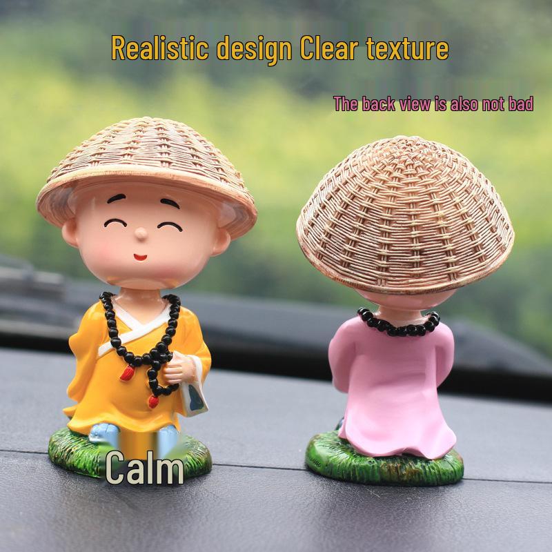 Creative Calm Monk Car Ornament: Cute Dashboard Decoration for Men and Women