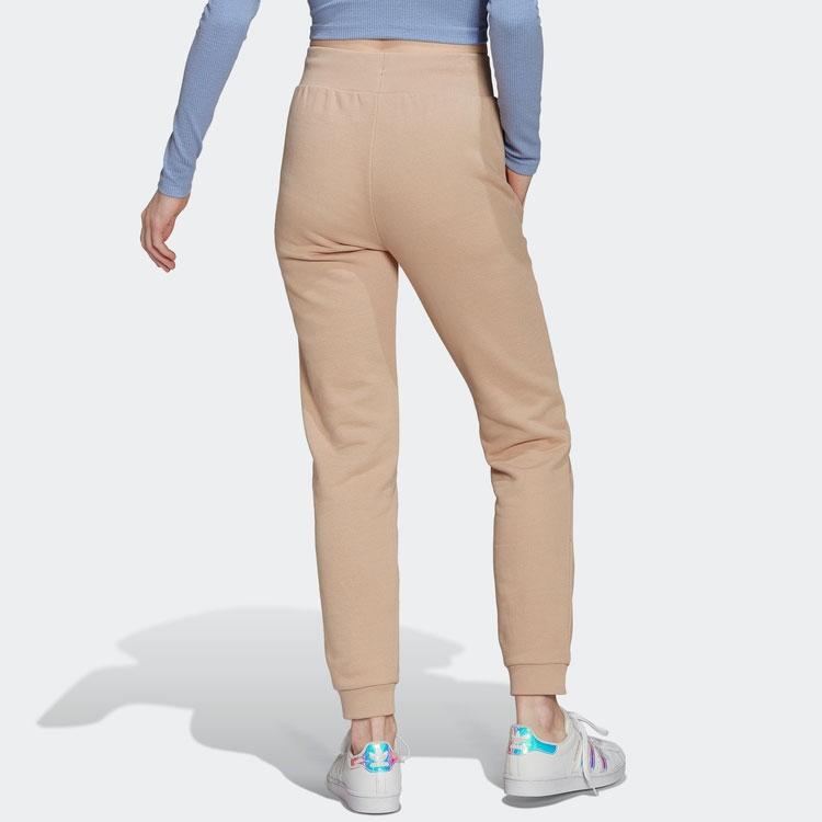 Adidas Originals Solid Color Logo Embroidered Drawstring Cuffed Sweatpants Women Bottoms Light-Brown HJ7856
