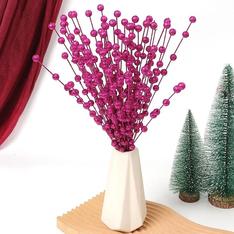 40cm Christmas Decoration Artificial Flowers Glitter Berry Xmas Tree Ornaments for Home Decor Navidad New Year Party Supplies