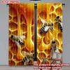 Set Of 2 Bee Honeycomb Curtains Realistic Bees Golden Dripping Honey Kitchen Living Room Decor Curtain Polyester Perfect For Sitting