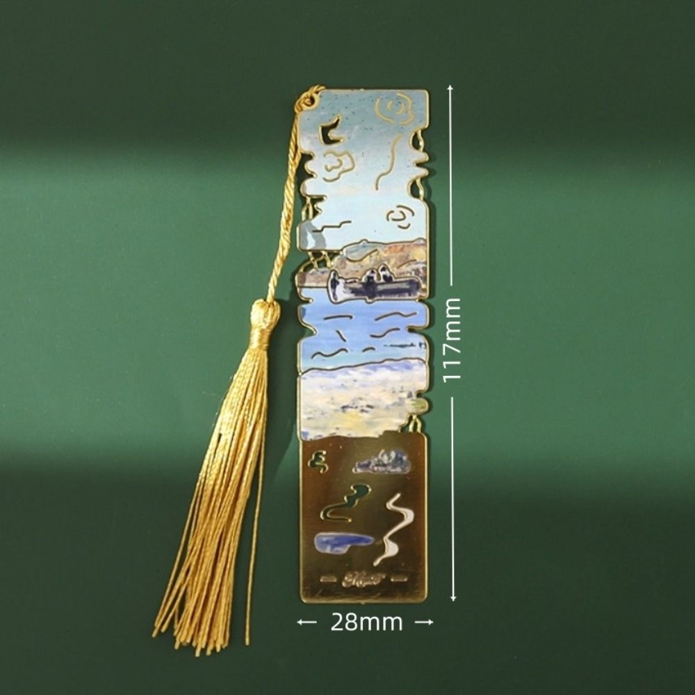 New Hollow Design Book Page Clip Super-thin Floral Painting Book Mark Sunrise Blossoms Beach Metal Bookmark Holiday Gifts