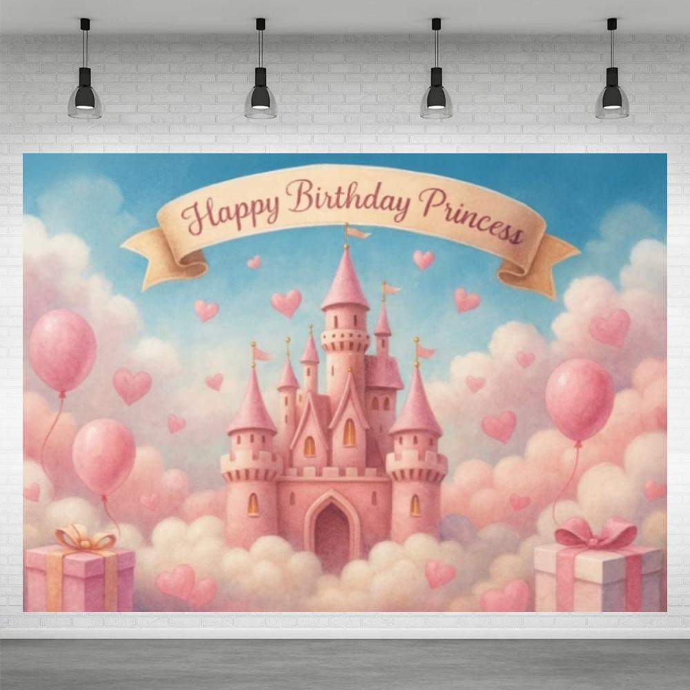 Fond de château de princesse pour décoration de fête, Globe rose, Fond de photographie, Cadeau pour fille, Accessoires de célébration de baby shower