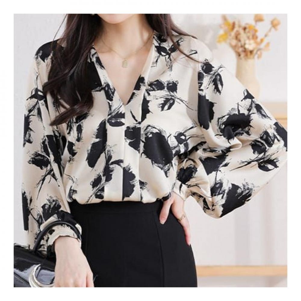 NaVaVa V Neck Long sleeVe Flower Blouse Nb1920