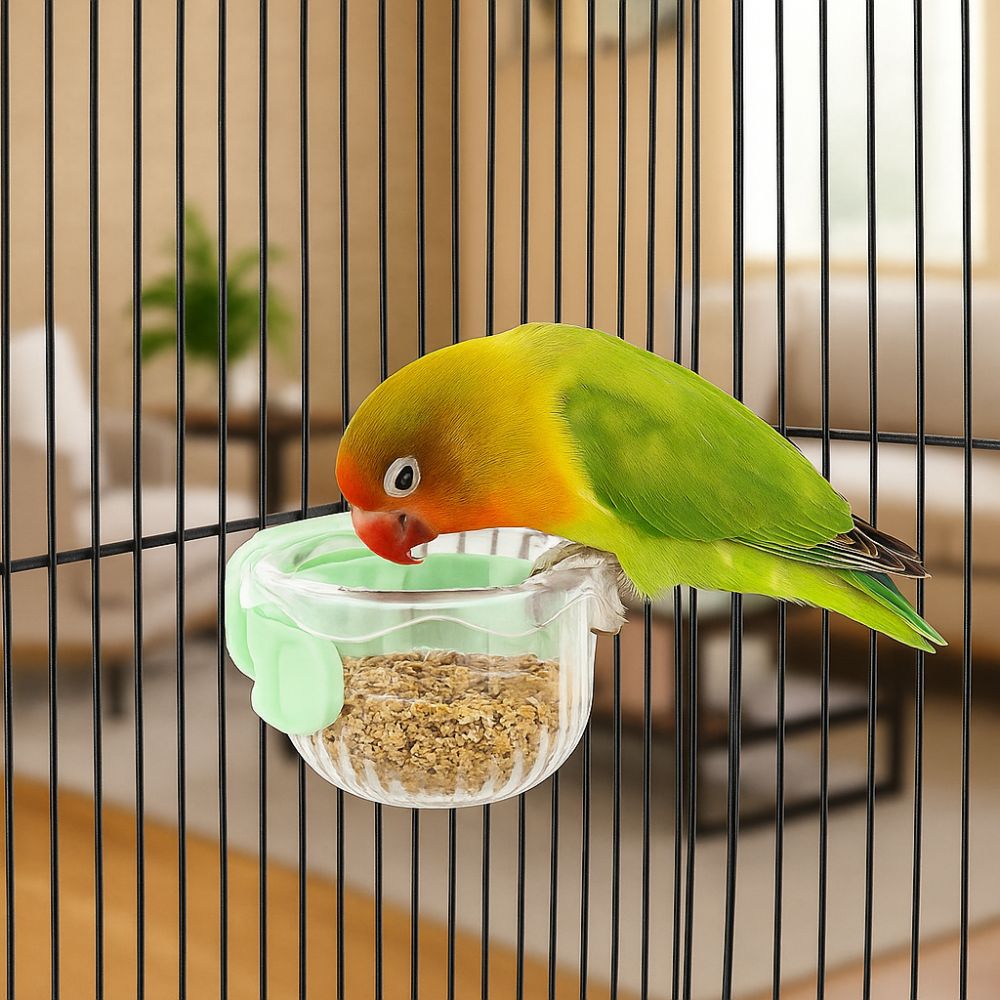 Wide Mouth Bird Food Bowl Hanging Bird Feeder Cup Pet Accessories Bird Cage Feeder Pet Aviary