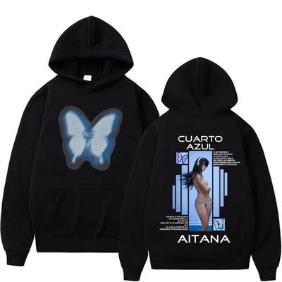 Singer Aitana Cuarto Azul Album Merch Hoodie Butterfly Graphic Sweatshirt Men's Women Fashion Pop Music Pullover Male