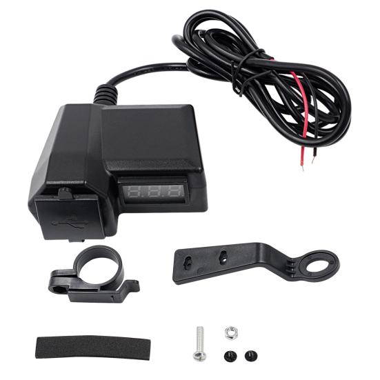 Motorcycle Multifunctional Dual USB Mobile Phone Charger Adapter with Voltmeter