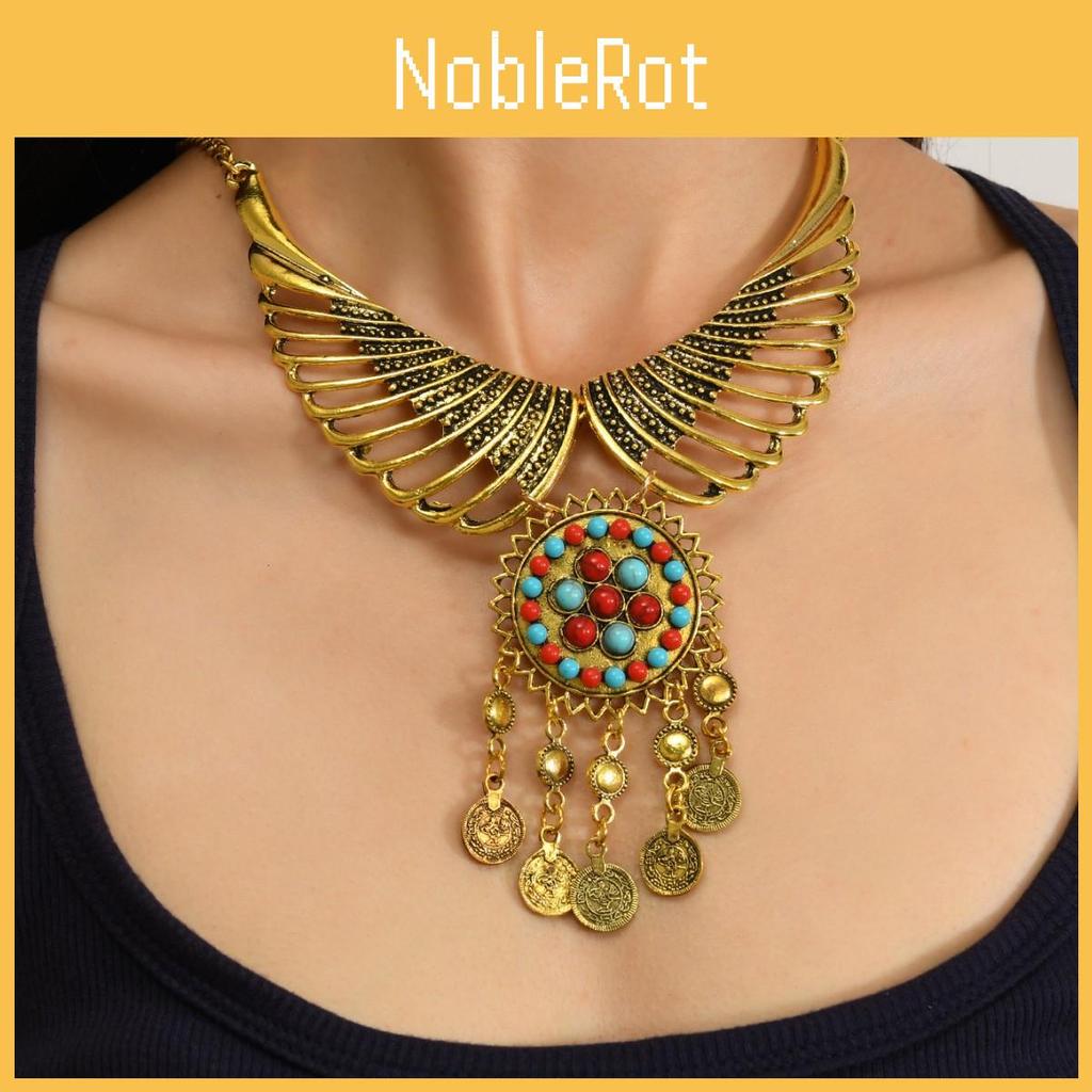 Retro Boho Chic Angel Wing Necklace With Alloy Pendant And Multilayer Chain For Unisex Style