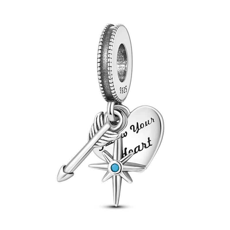 Inlaid Zircon Charm Bead Charms copper Color Love Heart Snake Dangle Compatible With Authentic Pandora Bracelets Charm Bead Charms Pendant Jewellery