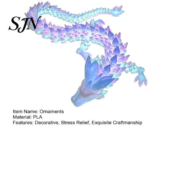 Movable Joint Dragon for Fantasy Lovers 3D Printed Glow in the Dark Fidget Toy, Articulated Stress Relief Desktop Ornament Kids and Adults,