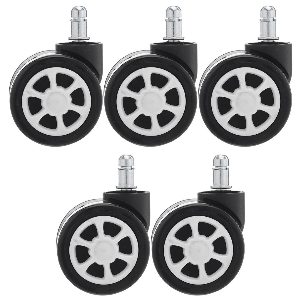 5Pcs Computer Desk Chair Wheels Swivel Stem Casters Heavy Duty Replacement Chair Wheels Smooth Rolling Hardwood Floor Use