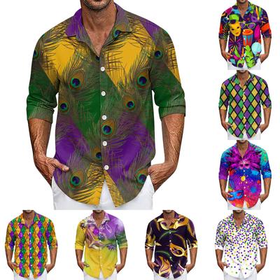 Camisa masculina de verão nova estampa solta manga comprida cardigã camisa de praia