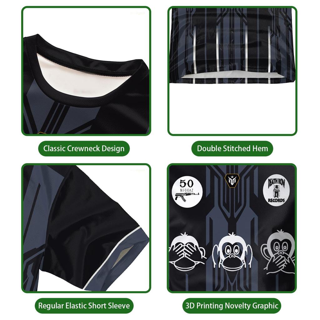 Maglia Stampata Tupac Street Hip-hop Rapper alla Moda T-shirt a Maniche Corte Uomo e Donna Sport all'Aperto Traspirante Uniforme da Calcio