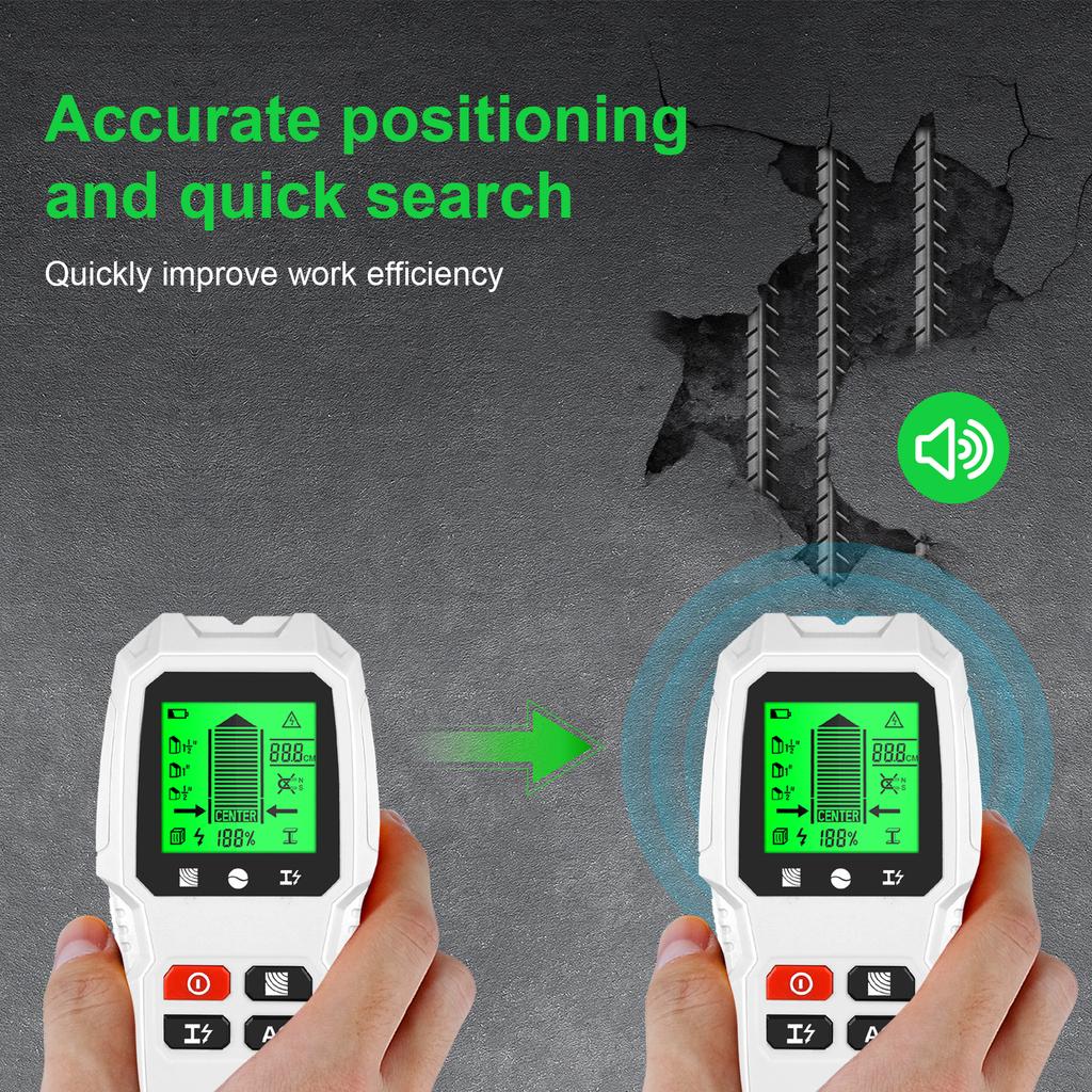 HW-QB6 Wall Stud Finder Sensor Wall Scanner 5 in 1 LCD Electronic Detector Edge Center Wood Current Metal Live Wires Detection