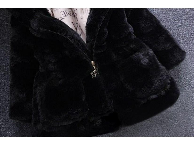 Chaqueta Suéter de Invierno con Orejas de Conejo Peludas para Niñas - Abrigo Grueso de Algodón para Niños Pequeños y Medianos