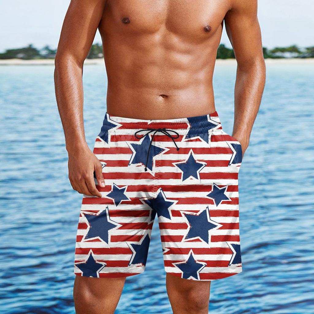 Herren Shorts mit Aufdruck zum Unabhängigkeitstag, lässige Mode-Shorts, bedruckt, lockere, atmungsaktive Shorts