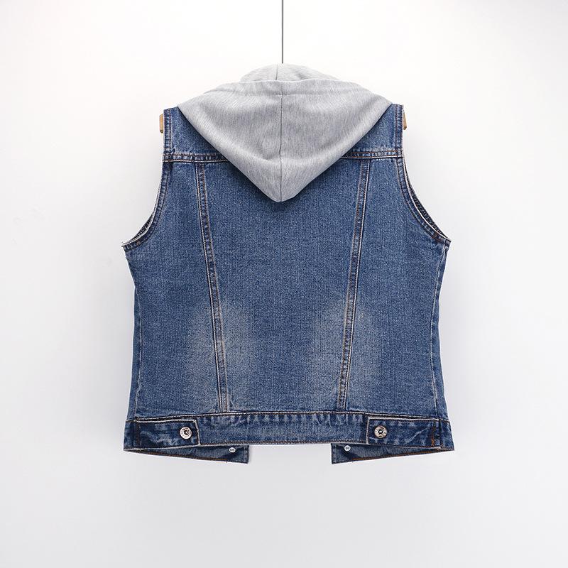 Autumn Plus Size Ripped Short Sleeveless Denim Waistcoat Women's Vest Waistcoat Outer Jacket