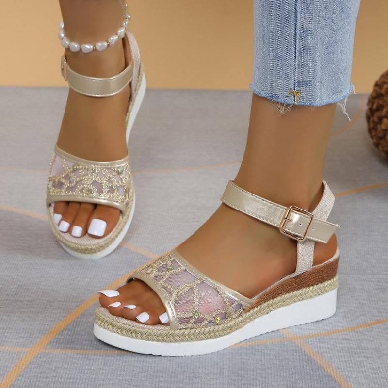 Shoes for Women 2025 Platform Solid Color Women's Casual Wedge Sandals Open Toe Buckle Women's Summer Beach Sandals Mujer
