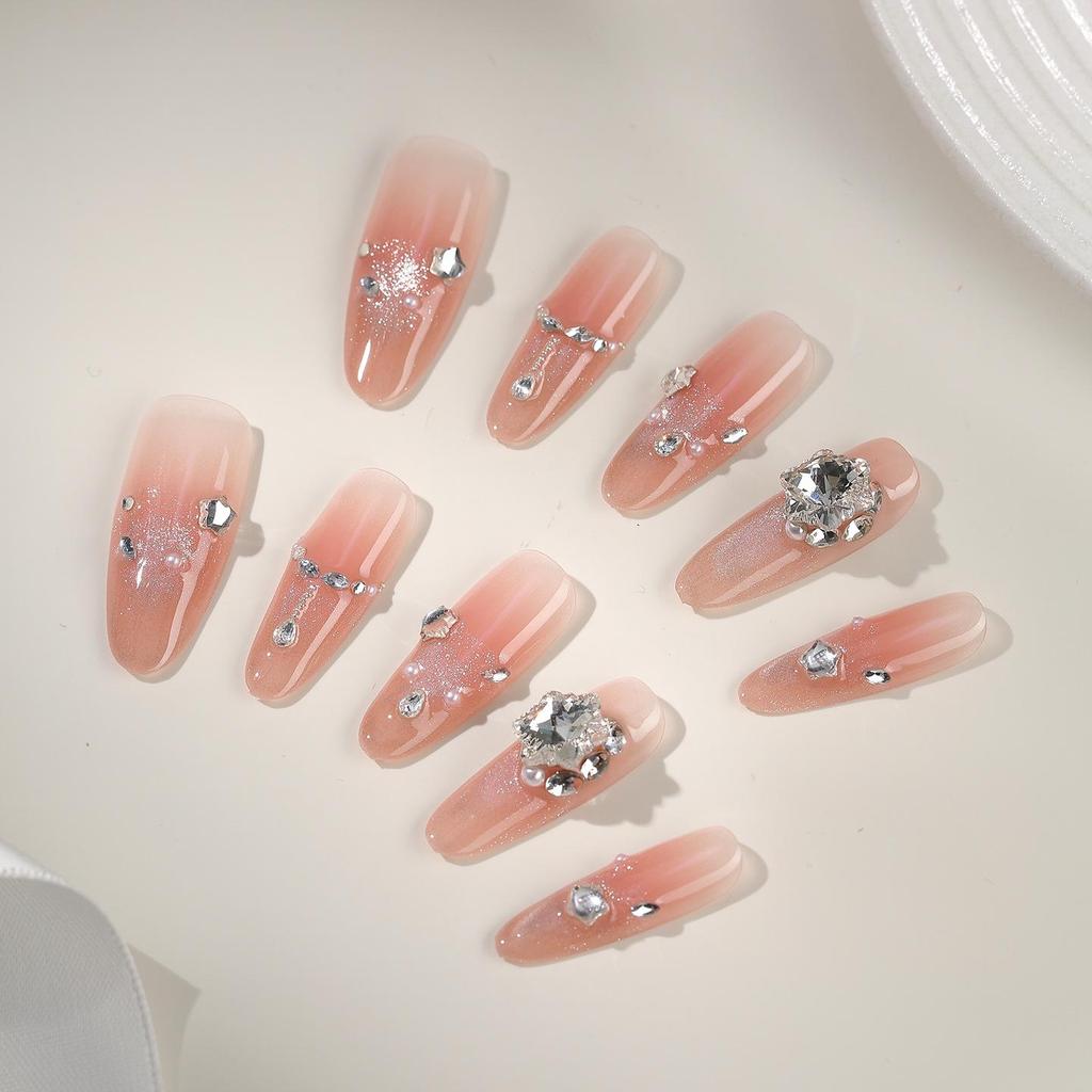 Zhuoshimei Handmade Removable Cat Eye French Nails: Light Luxury Manicure with Whitening Effect