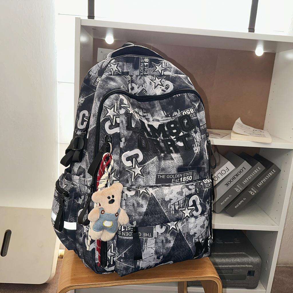 New Graffiti Niche School Bag for Junior High and High School Boys, Lightweight Spine Protection, Lightweight Large Capacity Design Laptop Backpack