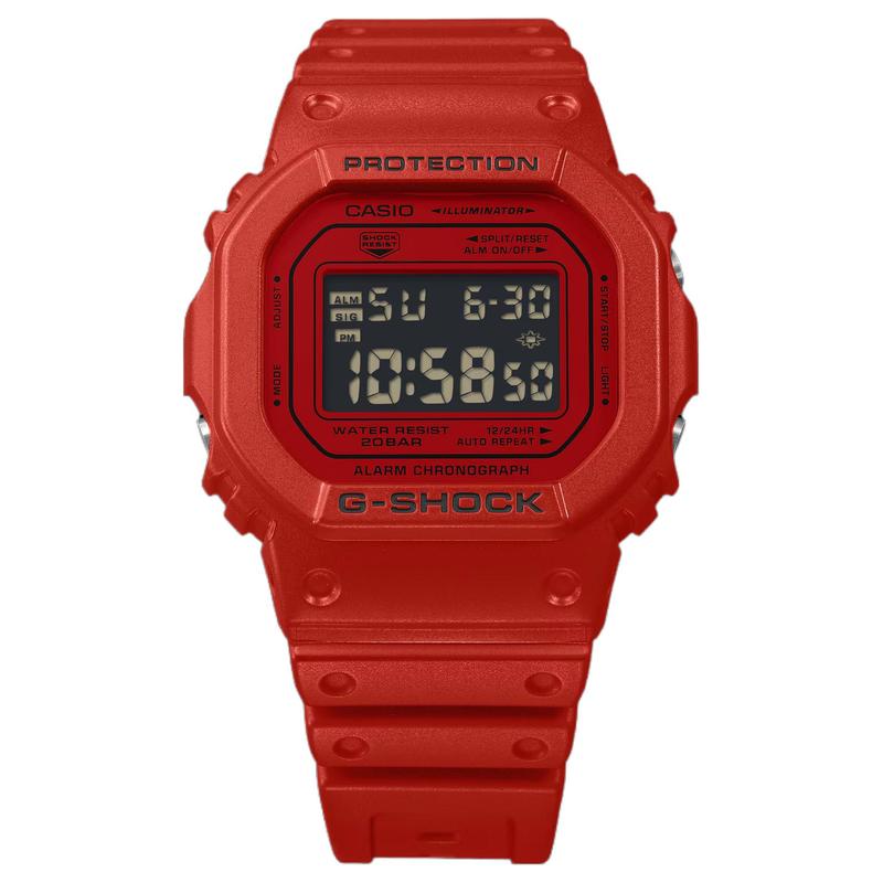 

CASIO 5600 series 200 meters waterproof timer hourly time stopwatch Quartz resin strap men s watch black dial DW-5600RRB-4JF чорний