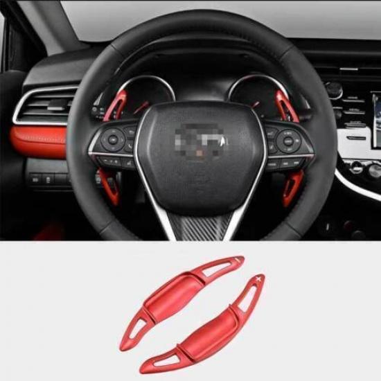2pcs Shift Paddle Extension Steering Wheel For Toyota Camry 2018-2023 Red Alloy