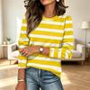 Dames Gestreept Print Knopen Lange Mouwen Blouse Casual Ronde Hals