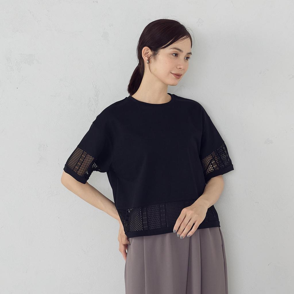 Comme Ca Ism Lace Combination Black L T-Shirt 12-68CK31-205