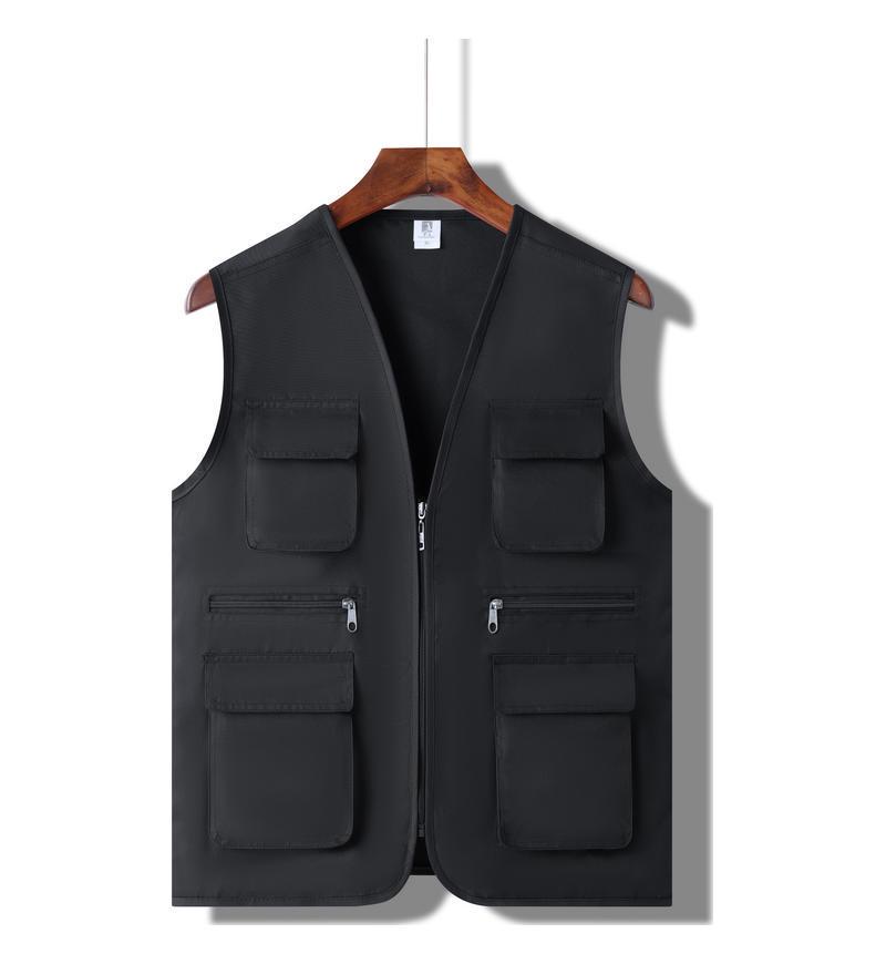 Custom Multi-Pocket Outdoor Volunteer Vest with Logo Printing for Public Welfare and Events 2XL чёрный