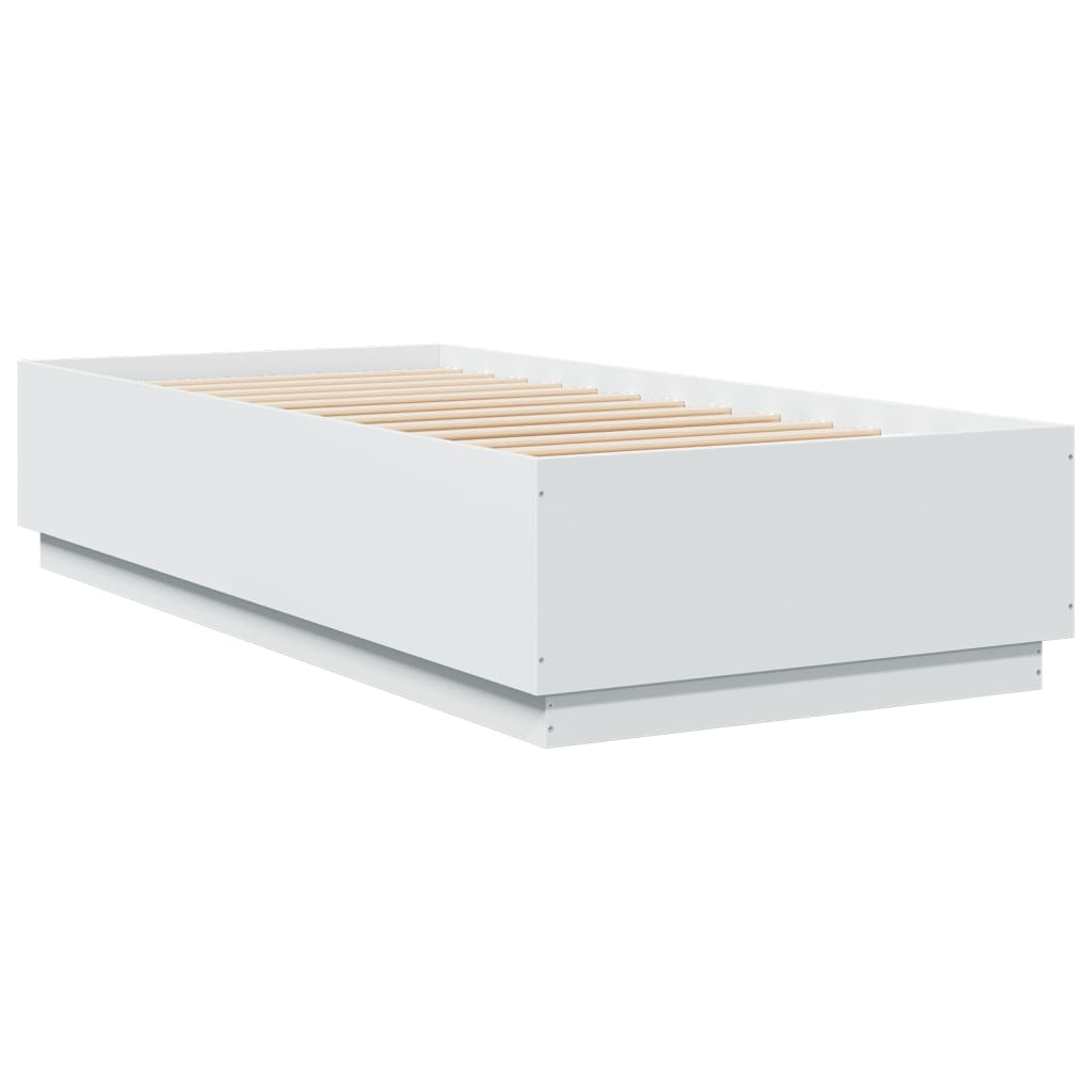 Vidaxl Rama Łóżka Z Led, Biała, 100X200 Cm, Materiał Drewnopochodny