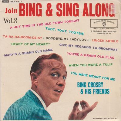7inch Record BING CROSBY - Join Bing And Sing Along (Volume 3) WEP6103 Warner Bros. Re 1960 UK Pop Used